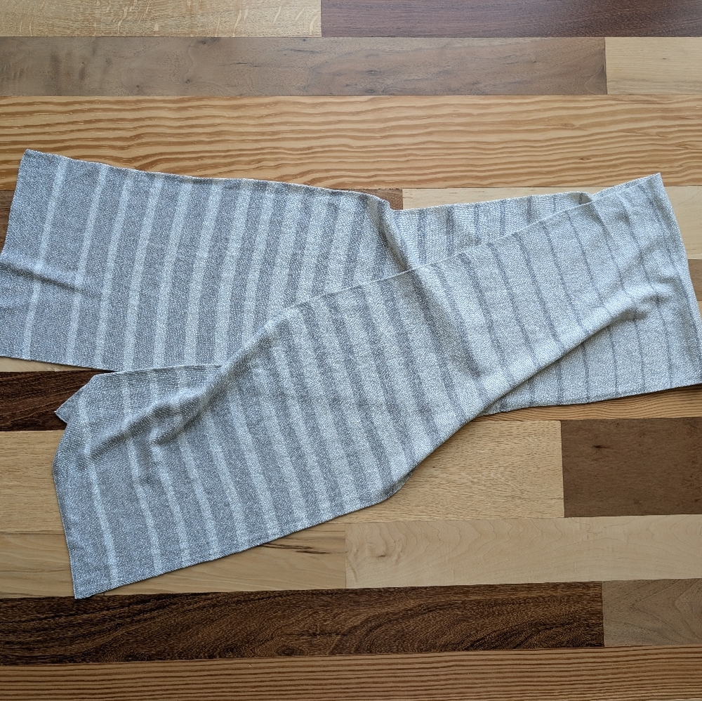 Gray Striped Shiny Scarf